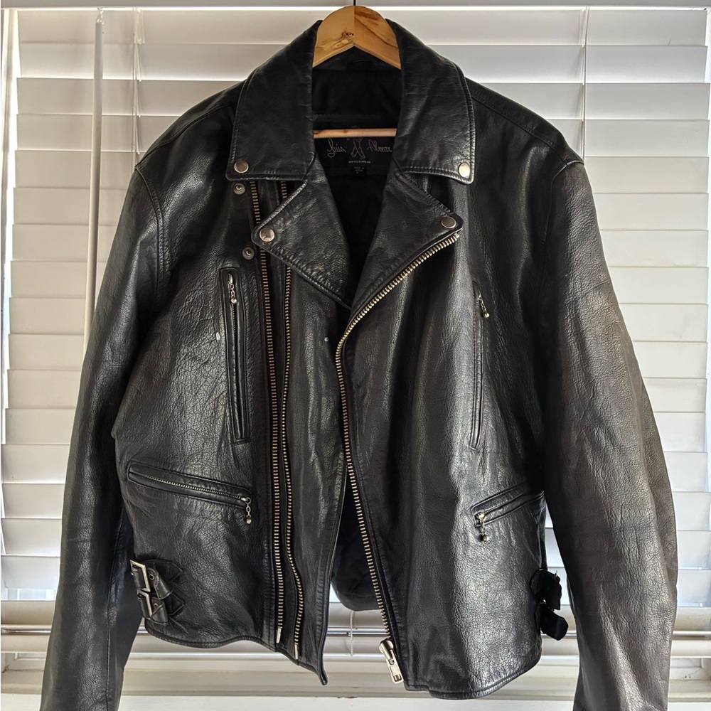 Vintage Luis Alvear Black Leather Biker Jacket
